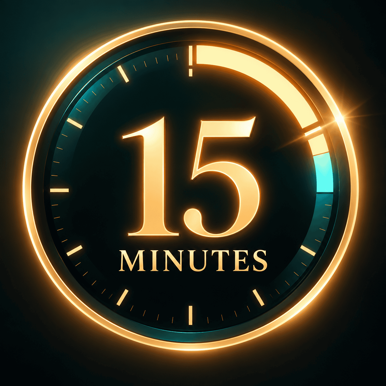 15-minute tanning session timer graphic